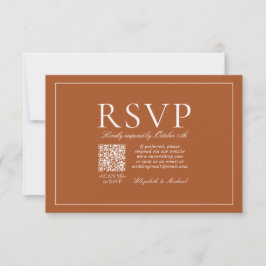 Cartão RSVP Script Laranja Clássico Elegante Queimado de Códig