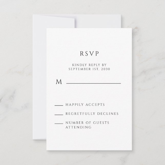 Cartão RSVP Script Manuscrito Minimalista Moderno (Frente)