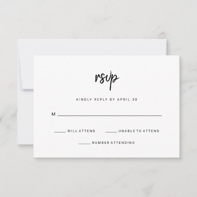 Cartão RSVP Script Minimalista Moderno | Casamento (Frente)