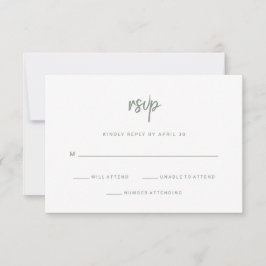 Cartão RSVP Script Minimalista Moderno | Casamento branco e sá
