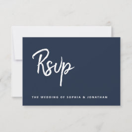 Cartão RSVP Script Minimalista Moderno | Casamento Marinho Azu