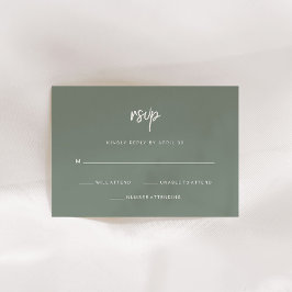 Cartão RSVP Script Minimalista Moderno | Sage Green Wedding