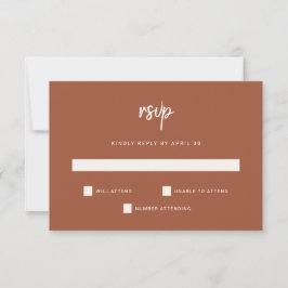 Cartão RSVP Script Minimalista Moderno | Terracotta Wedding