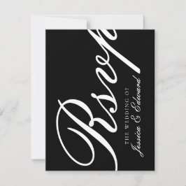 Cartão RSVP Script Mínimo Simples Branco Branco Moderno Elegan