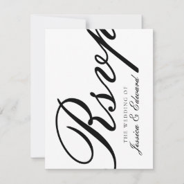 Cartão RSVP Script Mínimo Simples Branco Branco Moderno Elegan