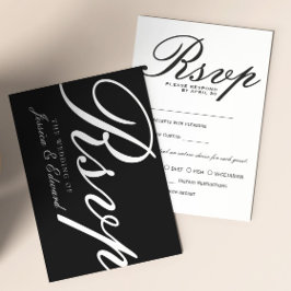 Cartão RSVP Script Mínimo Simples Branco Branco Moderno Elegan