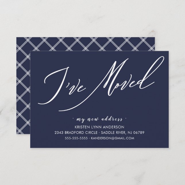 Cartão RSVP Script moderno que movi o lançamento móvel (Frente/Verso)