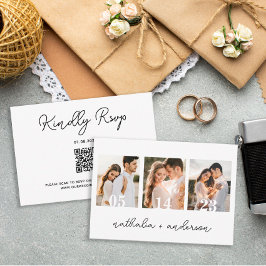 Cartão RSVP Script Moderno Simples De Código Qr De Casamento