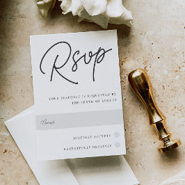 Cartão RSVP Script preto e branco sobredimensionado tradiciona