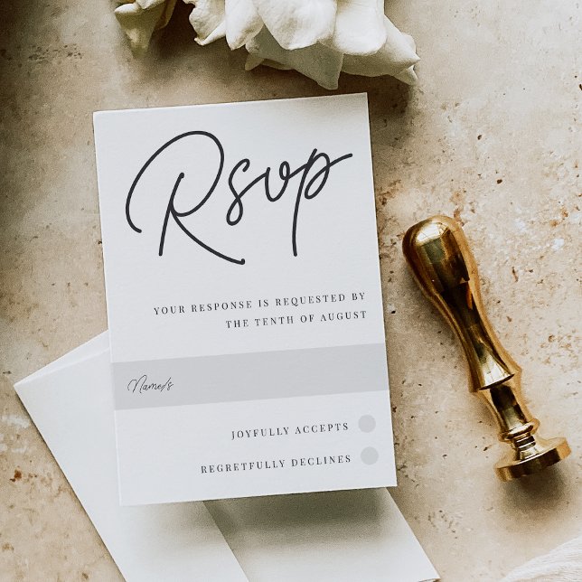 Cartão RSVP Script preto e branco sobredimensionado tradiciona (Criador carregado)