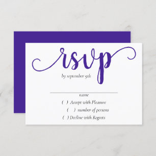 Cartão RSVP Script Purple Simples   Farinha de Uva Radiante