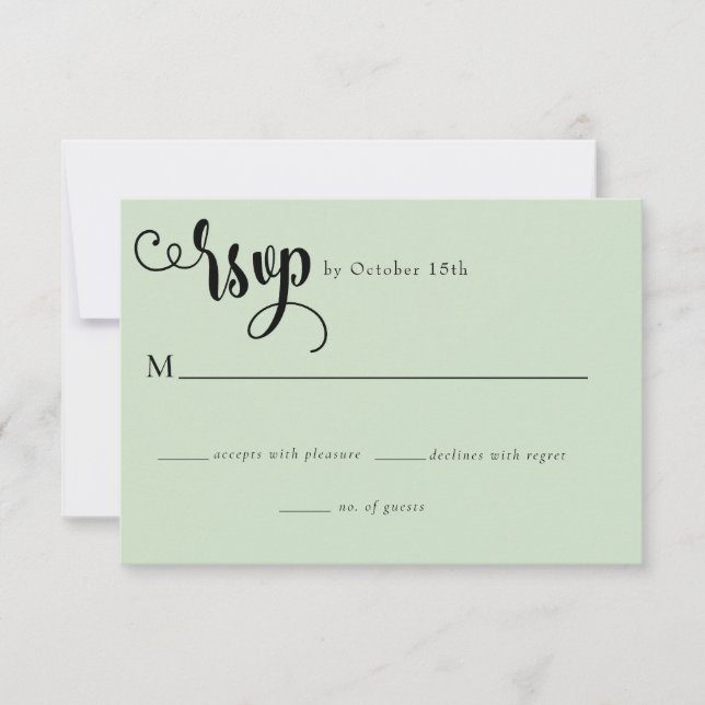 Cartão RSVP Script Romântico | Casamento Caligrafia (Frente)