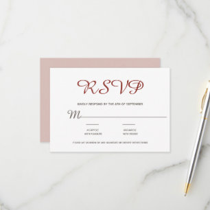 Cartão RSVP Script Simples Burgundy de Blush Elegante