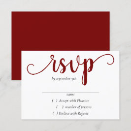 Cartão RSVP Script vermelho simples | Cerery Minimalist Flouri
