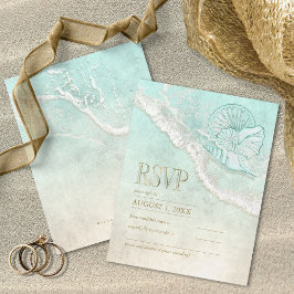 Cartão RSVP Sea Foam Beach Wedding ID837