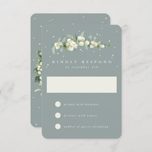Cartão RSVP Seafoam Green Snowberry+Eucalyptus Weding