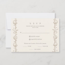 Cartão RSVP Seashell Border Beach Wedding