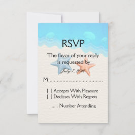 Cartão RSVP Seashells Beach Wedding