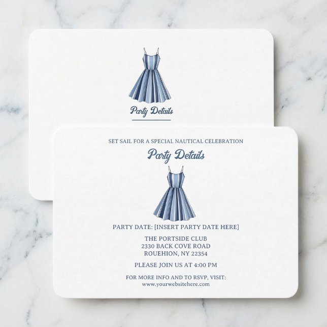 Cartão RSVP Seaside Stripes Celebration QR Code (Plan your perfect seaside party.)