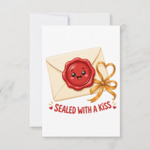 Cartão RSVP Selado Com Um Beijo Design de Carta de Amor Fofo