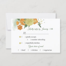 Cartão RSVP seleção de refeição de folhas verdes amarelas lara