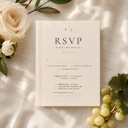 Cartão RSVP Seleção de Refeição Marfim Elegante Casamento