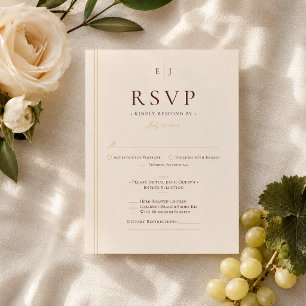 Cartão RSVP Seleção de Refeição Marfim Elegante Casamento