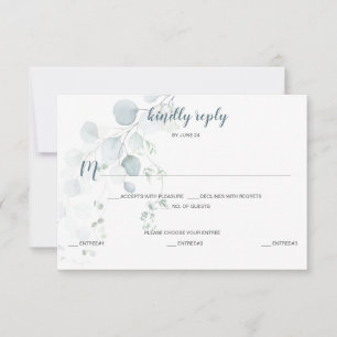 Cartão RSVP Seleção de Refeições Eucalipto Verde Dusty Blu