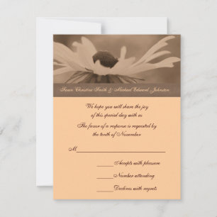Cartão RSVP Sepia Black Eyed Susan Flower Casamento