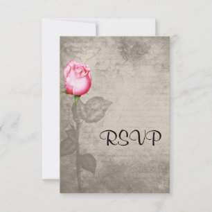 Cartão RSVP Sepia Vintage Coloração Colorido Rosa Rosa Casado