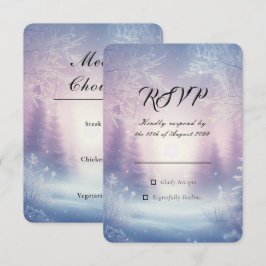 Cartão RSVP Serenata de Neve de Inverno de Lavanda Casamento