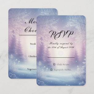 Cartão RSVP Serenata de Neve de Inverno de Lavanda Casamento