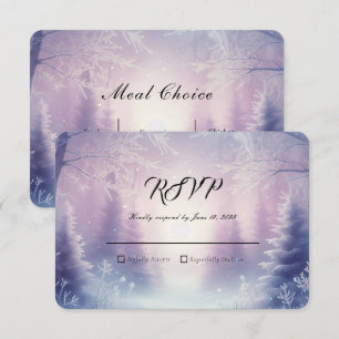 Cartão RSVP Serenata de Neve de Inverno de Lavanda Casamento