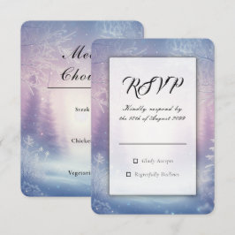 Cartão RSVP Serenata de Neve de Inverno de Lavanda Casamento
