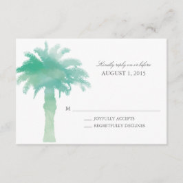 Cartão RSVP Serene Palm Tree Watercolor | VP de Casamento