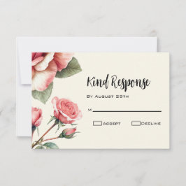 Cartão RSVP Shabby Pink Rose Wedding