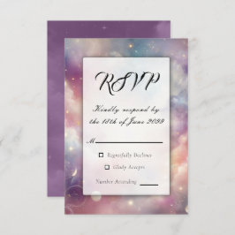 Cartão RSVP Shimmering Celestial Stardust Skies Casamento