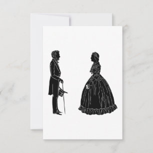 Cartão RSVP silhueta de abraham lincoln mary todd lincoln
