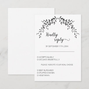 Cartão RSVP Silhueta elegante de folhas