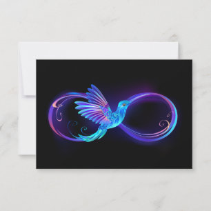 Cartão RSVP Símbolo de Infinito Neon com Beija-flor Brilhante
