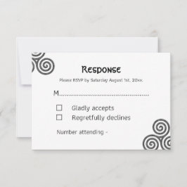 Cartão RSVP Símbolos Celulares Modernos e folhagem em branco