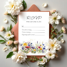 Cartão RSVP Simple Boho Chic Wildflower Wedding