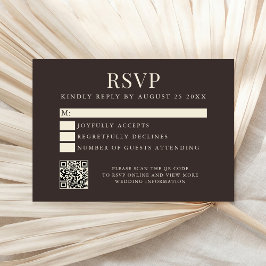 Cartão RSVP Simple Brown Modern Wedding