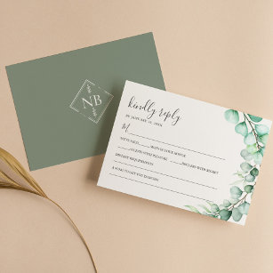 Cartão RSVP Simple Greenery Eucalyptus deixa casamento