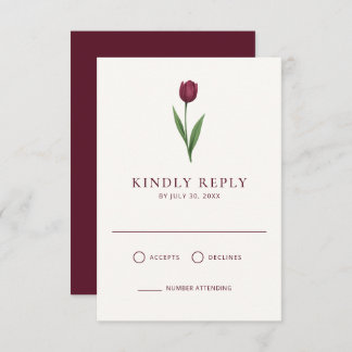 Cartão RSVP Simple Ivory Minimal Tulip Wedding