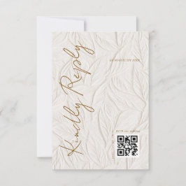 Cartão RSVP Simple Ivory Print Wedding QR code