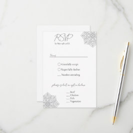 Cartão RSVP Simple Modern Boho Monograma Mandala Casamento