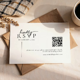 Cartão RSVP Simple Modern Line Script Qr Code Wedding