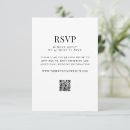 Cartão RSVP Simple Modern QR Code Wedding