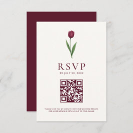 Cartão RSVP Simple Tulip Ivory Minimalist Wedding QR Code